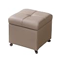 Storage Ottoman Foot Rest Stool Leather Footstool Bench Short Ottoman Stool Storage Foot Rest Store Books for Living Room Bedroom Entryway(Milk Tea Color,32cm/12.6in)