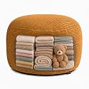 Storage Pouf Cover, No Filler, Corduroy, Caramel Brown, 28 Inch