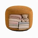 Storage Pouf Cover, No Filler, Corduroy, Caramel Brown, 24 Inch
