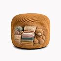 Storage Pouf Cover, No Filler, Corduroy, Caramel Brown, 20 Inch