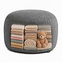 Storage Pouf Cover, No Filler, Corduroy, Charcoal Gray, 28 Inch