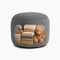 Storage Pouf Cover, No Filler, Corduroy, Charcoal Gray, 20 Inch