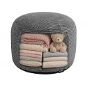 Storage Pouf Cover, No Filler, Corduroy, Charcoal Gray, 24 Inch