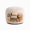 Storage Pouf Cover, No Filler, Corduroy, Cream White, 20 Inch