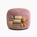 Storage Pouf Cover, No Filler, Corduroy, Dusty Rose, 20 Inch
