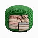 Storage Pouf Cover, No Filler, Corduroy, Grass Green, 24 Inch