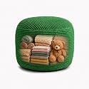 Storage Pouf Cover, No Filler, Corduroy, Grass Green, 20 Inch
