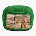Storage Pouf Cover, No Filler, Corduroy, Grass Green, 28 Inch