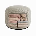 Storage Pouf Cover, No Filler, Corduroy, Light Greige, 24 Inch
