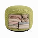 Storage Pouf Cover, No Filler, Corduroy, Light Olive Green, 24 Inch
