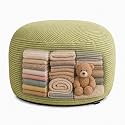 Storage Pouf Cover, No Filler, Corduroy, Light Olive Green, 28 Inch