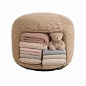Storage Pouf Cover, No Filler, Corduroy, Light Camel, 24 Inch