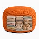 Storage Pouf Cover, No Filler, Corduroy, Pumpkin Orange, 28 Inch