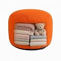Storage Pouf Cover, No Filler, Corduroy, Pumpkin Orange, 24 Inch