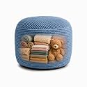 Storage Pouf Cover, No Filler, Corduroy, Slate Blue, 20 Inch