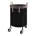 StorageWorks 110L Rolling Laundry Basket, Clothes Hamper with Wheels, Round Clothing Cart with Steel Frame and Removable Bag, 4 Casters and 2 Brakes, Black, 1-Pack