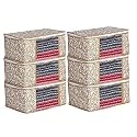 Printed Pack of 6 Non Woven Fabric Saree Cover/Clothes Organiser For Wardrobe Set with Transparent Window And Zip For Lehenga