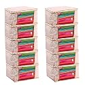 Saree Cover Set of 10 Non Woven Fabric Clothes Organiser for Wardrobe with Transparent Window &amp; Zip Clothes Storage Bag for Lehenga, Suit, Dress Saree Packing Cover Beige