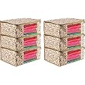 Storage bag Set of 6 Foldable Saree Covers with Transparent Window and Zipper - Wardrobe Organizer for Lehengas, Suits, Dresses, &amp; Clothes Storage Bag with Dust Protection (Pack of 6)