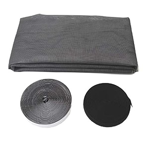 store2508 heavy quality 120 gsm pvc coated fibreglass window insect mosquito mesh net screen with hook amp loop tape for installation grey 150 x 240 cm