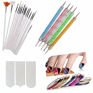 store2508 nail art combo nail art pen set of 515pc nail brush set10 pc stripping roll tape and a french manicure nail art tip sticker