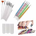 Store2508 Nail Art Combo, Nail Art Pen Set of 5,15pc Nail Brush Set,10 pc Stripping Roll Tape and A French Manicure Nail Art Tip Sticker.