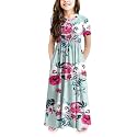 storeofbaby Girls FloralSolid Maxi Dress Floor Length