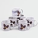 STOREPEDIA Ceramic Marble Pattern Coffee Mugs 200ml Set of 6 Tea Milk Cups Microwave Dishwasher Safe Crooked Shape for Home Office Gift Multipurpose Medium Size