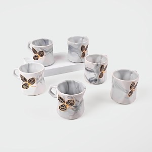 ceramic marble pattern coffee mugs 150ml set of 6 tea milk cups tea cups set for gift crooked shape for home office gift multipurpose medium size