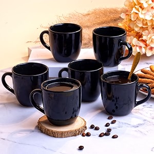ceramic mugs cup 200 ml set of 6 black tea cup coffee tea chai milk cups for home office multipurpose gift use