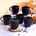 Ceramic Mugs Cup 200 ml Set of 6, Black Tea Cup Coffee Tea Chai Milk Cups for Home Office Multipurpose Gift Use
