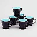 Ceramic Tea Cup Set of 6, 200ml Handmade Black Tea Cups Coffee Mug Daimond Pettern Tea Mugs Serving Tea Cups Set for Tea Coffee Microwave Safe Crockery Set Ideal for Gift Daily Use