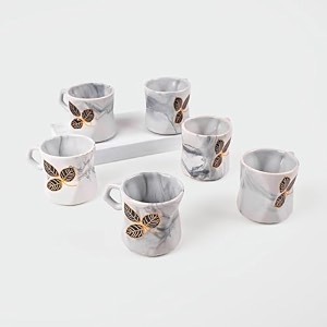 ceramic coffee mug set of 6 200ml check textured cups mugs for daily home kitchen office gift use
