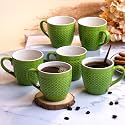 Ceramic Coffee Mug Set of 6, 200ml Check Textured Cups, Mugs for Daily Home Kitchen Office Gift Use