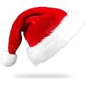 Storescent Christmas Hat, Plushie Santa Hat Holiday for Adults Unisex Velvet Comfort Extra Thicken Fur Xmas Hat for New Year Festive Party (Christmas Hat 11x11 inches)