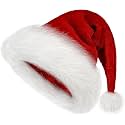 Storescent Christmas Hat, Plushie Santa Hat Holiday for Kids Unisex Velvet Comfort Extra Thicken Fur Xmas Hat for New Year Festive Party (Kids Christmas Hat 10 x 8 inches)