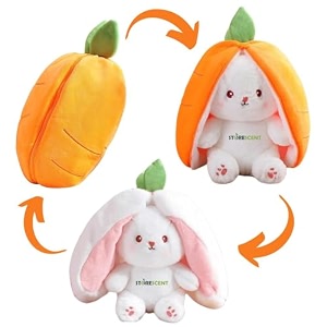 storescent reversible carrot bunny plush toy adorable amp versatile stuffed animal with zipper - soft rabbit toy pillow amp decorative gift carrot bunny 35cm