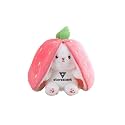 Storescent Rabbit with Chain Reversible Bunny Rabbit Soft Stuffed Toys for Girls Boys Baby Kids | Doll, Teddy Bear plushies, Animal Toy | Strawberry/Carrot Shaped Pink Colour | Gift Item for Kids 30CM