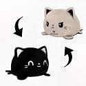 Storescent Reversible Cat Soft Toys for Kids, Stuffed Animal Plush Soft Toys for Boys and Girls | Cat Plushie Toy (Happy Black/Angry Grey)