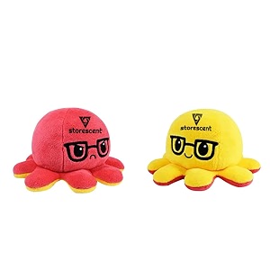 storescent reversible octopus soft toys for kids octopus stuffed animal plush soft toys for boys and girls  octopus plushie toy redyellow with glasses