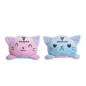 storescent reversible soft toys for kids cat stuffed animal plush soft toys for boys and girls  plushie toy pink cat
