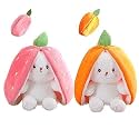 Storescent Reversible Soft Toys for Children - Strawberry Bunny Plush Stuffed Animal - Adorable Rabbit Plushie with Zipper for Boys and Girls (Strawberry+Carrot Bunny 2Pcs) 30CM