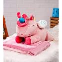 Storescent Soft Plush Hugging Pillow with Blanket, Cute Animal Stuffed Toy - Gifts for Cuddling, Sleeping, and Room Decoration (Unicorn - Pink)