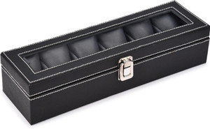 storeshine mens and womens watch case in black color6 compartments watch box
