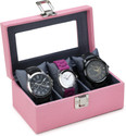 STORESHINE SS-WB-02-PKGY-3M Watch Box (Pink, Grey, Holds 3 Watches)