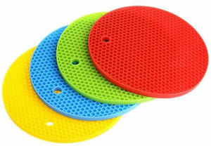 STOREVISE Round Reversible Rubber Coaster Set
