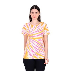 Stories.Label Womens Tie Dye Printed Cotton Tshirt