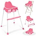 Storio 4 in 1 Convertible Baby High Chair with footrest, Convertible to HGH Chair, Low Chair, & Booster Seat | Baby Dining Chair with Footrest and Tray - Pink