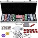 Storio Casino Style 500 Chips/Pcs Poker Chips Set with Aluminum Finish Case, 2 Decks of Cards, 5 Dice, 1 Dealer Button for Playing