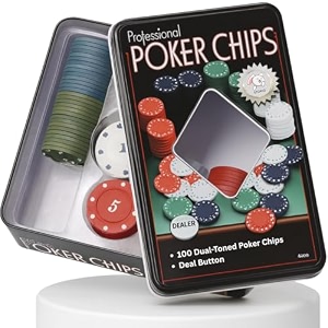storio casino style poker chips set 100 pieces with dealer button tin case